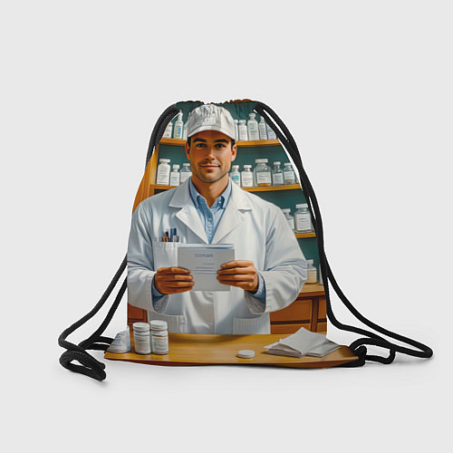 Мешок для обуви Фармацевт у аптечных полок / 3D-принт – фото 2