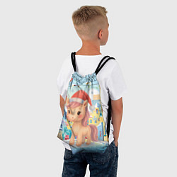 Рюкзак-мешок Лошадка с новогоднем венком, цвет: 3D-принт — фото 2