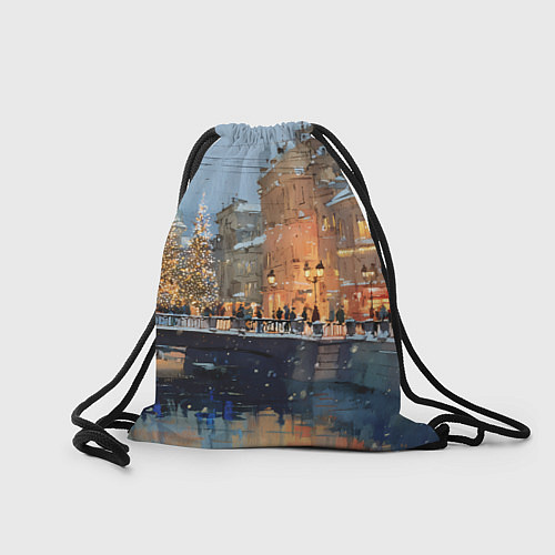 Мешок для обуви Снежный вечер в Питере / 3D-принт – фото 2