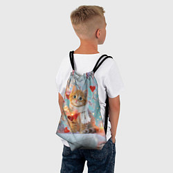 Рюкзак-мешок Рыжий новогодний котенок с сердечком, цвет: 3D-принт — фото 2
