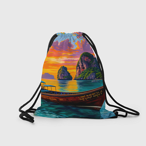 Мешок для обуви Тропический закат у скал / 3D-принт – фото 2