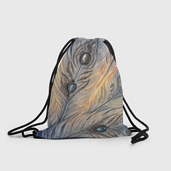 Рюкзак-мешок Синие перья с самоцветами, цвет: 3D-принт