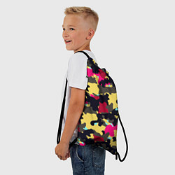 Рюкзак-мешок Камуфляж: желтый/черный/розовый, цвет: 3D-принт — фото 2