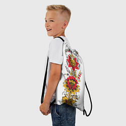Рюкзак-мешок Хохлома: цветы, цвет: 3D-принт — фото 2