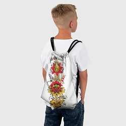 Рюкзак-мешок Хохлома: цветы, цвет: 3D-принт — фото 2