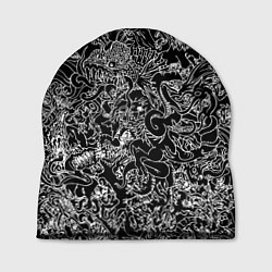 Шапка Монстры черно-белый паттерн, цвет: 3D-принт