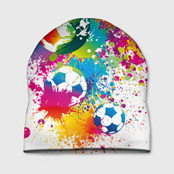 Шапка Футбольные мячи - красочные брызги