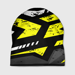 Шапка Black yellow abstract sport style, цвет: 3D-принт