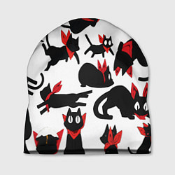 Шапка Черный котик, цвет: 3D-принт