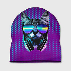 Шапка Кот очки наушники модный, цвет: 3D-принт