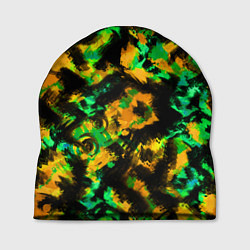 Шапка Абстрактный желто-зеленый узор, цвет: 3D-принт
