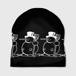 Шапка Снеговик на черном фоне, цвет: 3D-принт