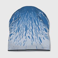 Шапка Коллекция Rays Лучи Голубой и серый Абстракция 650, цвет: 3D-принт