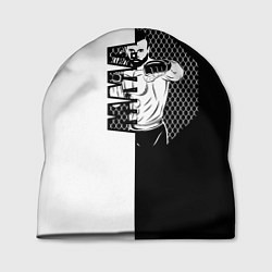 Шапка Боец ММА чёрно-белое, цвет: 3D-принт
