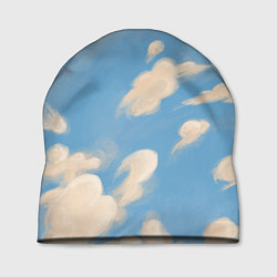 Шапка Рисунок голубого неба с облаками маслом