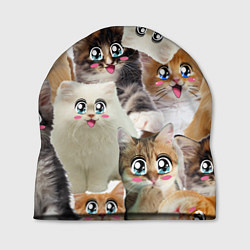 Шапка Много кошек с большими анимэ глазами, цвет: 3D-принт