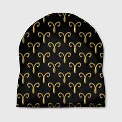 Шапка Золотой овен на черном фоне Паттерн, цвет: 3D-принт