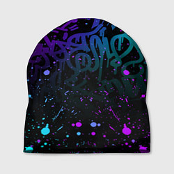 Шапка НЕОНОВОЕ ГРАФФИТИ НЕОНОВЫЕ БРЫЗГИ, цвет: 3D-принт