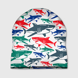 Шапка Стая разноцветных акул - паттерн