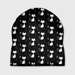 Шапка Чёрные Коты С Клубками Шерсти, цвет: 3D-принт