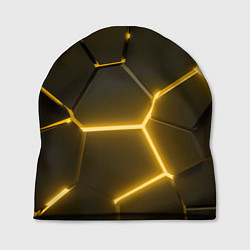 Шапка Золотые неоновые геометрические плиты, цвет: 3D-принт