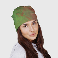 Шапка Зелёные и красные волны красок, цвет: 3D-принт — фото 2
