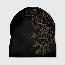 Шапка Элегантные розы на черном фоне, цвет: 3D-принт