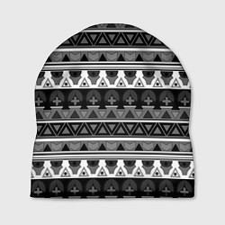 Шапка Черно-белый скандинавский орнамент, цвет: 3D-принт