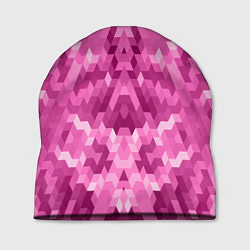 Шапка Яркий малиново-розовый геометрический узор, цвет: 3D-принт
