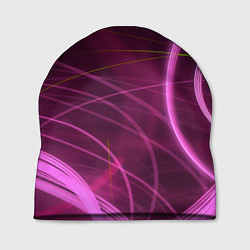 Шапка Абстрактные неоновые розовые линии во тьме, цвет: 3D-принт