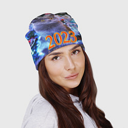 Шапка Дымчатый кот и елка, цвет: 3D-принт — фото 2