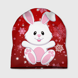 Шапка Весёлый кролик в снежинках, цвет: 3D-принт