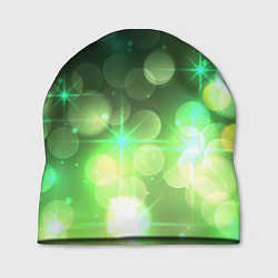 Шапка Неоновый зеленый блеск и черный фон, цвет: 3D-принт