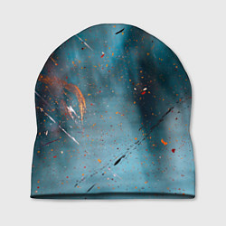 Шапка Абстрактный синий туман, силуэты и краски, цвет: 3D-принт