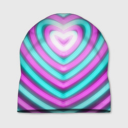 Шапка Неоновые сердца, цвет: 3D-принт