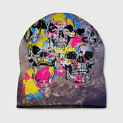 Шапка Черепа на бетонной стене - граффити, цвет: 3D-принт