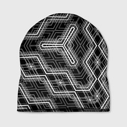 Шапка Черно-белый ассеметричный узор, цвет: 3D-принт