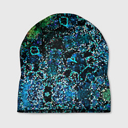 Шапка Мозаичный узор в синих и зеленых тонах, цвет: 3D-принт