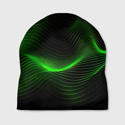 Шапка Зеленая абстракция на черном фоне, цвет: 3D-принт