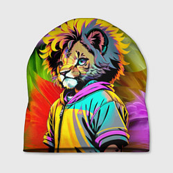 Шапка Funny lion cub - pop art, цвет: 3D-принт