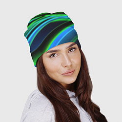 Шапка Green black abstract, цвет: 3D-принт — фото 2