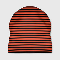 Шапка Полосатый красно-оранжевый и чёрный, цвет: 3D-принт