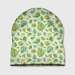 Шапка Акварельные листья с узором, цвет: 3D-принт