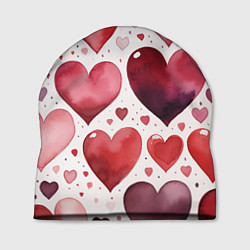 Шапка Паттерн акварельные сердечки, цвет: 3D-принт