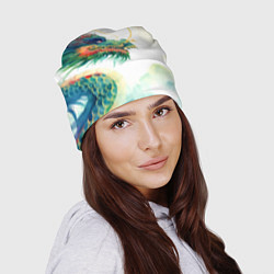 Шапка Japanese dragon - watercolor art, цвет: 3D-принт — фото 2