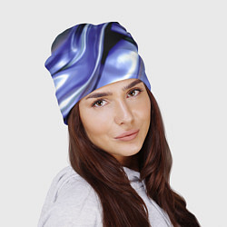 Шапка Синяя вязкая абстракция, цвет: 3D-принт — фото 2