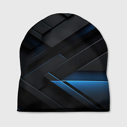 Шапка Голубая неоновая полоса на черном, цвет: 3D-принт
