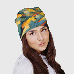 Шапка Жёлтые и синие мазки, цвет: 3D-принт — фото 2