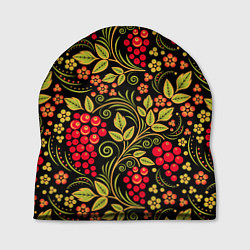 Шапка Хохломская роспись красные ягоды, цвет: 3D-принт