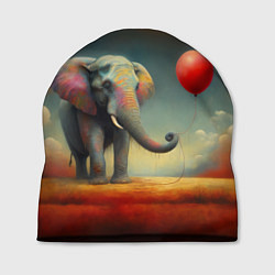 Шапка Грустный слон и красный шарик, цвет: 3D-принт